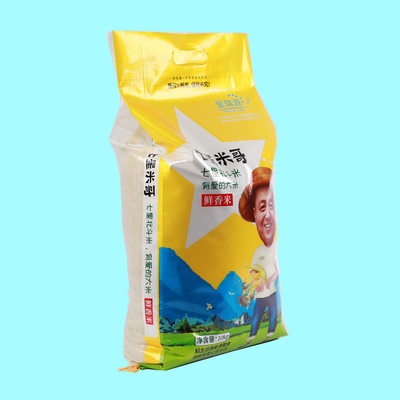 Sac d'emballage de riz tissé par polypropylène biodégradable imperméable 10kg avec poignée